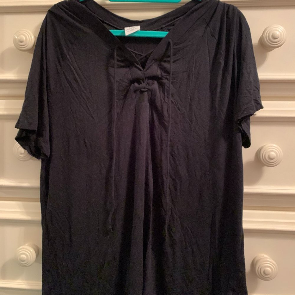 PINK Lace Up Tee Medium